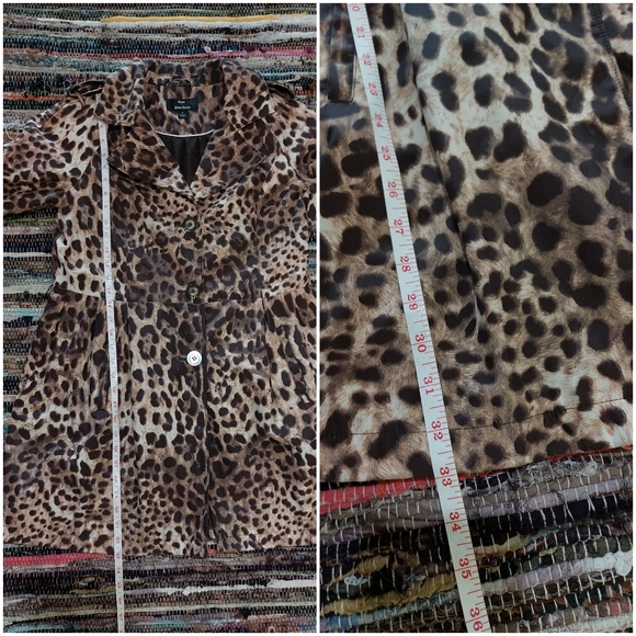 Vintage Dennis Basso Leopard Print Collared Longline Trench Coat Size Small - Picture 13 of 15